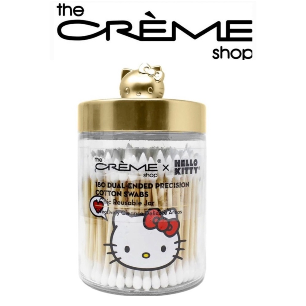 NEW Hello Kitty Reusable Jar Set 180 pc Cotton Swabs